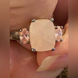 VTG 925 10 NV Sterling Silver Avon Rose Quartz And Pink CZ size 10